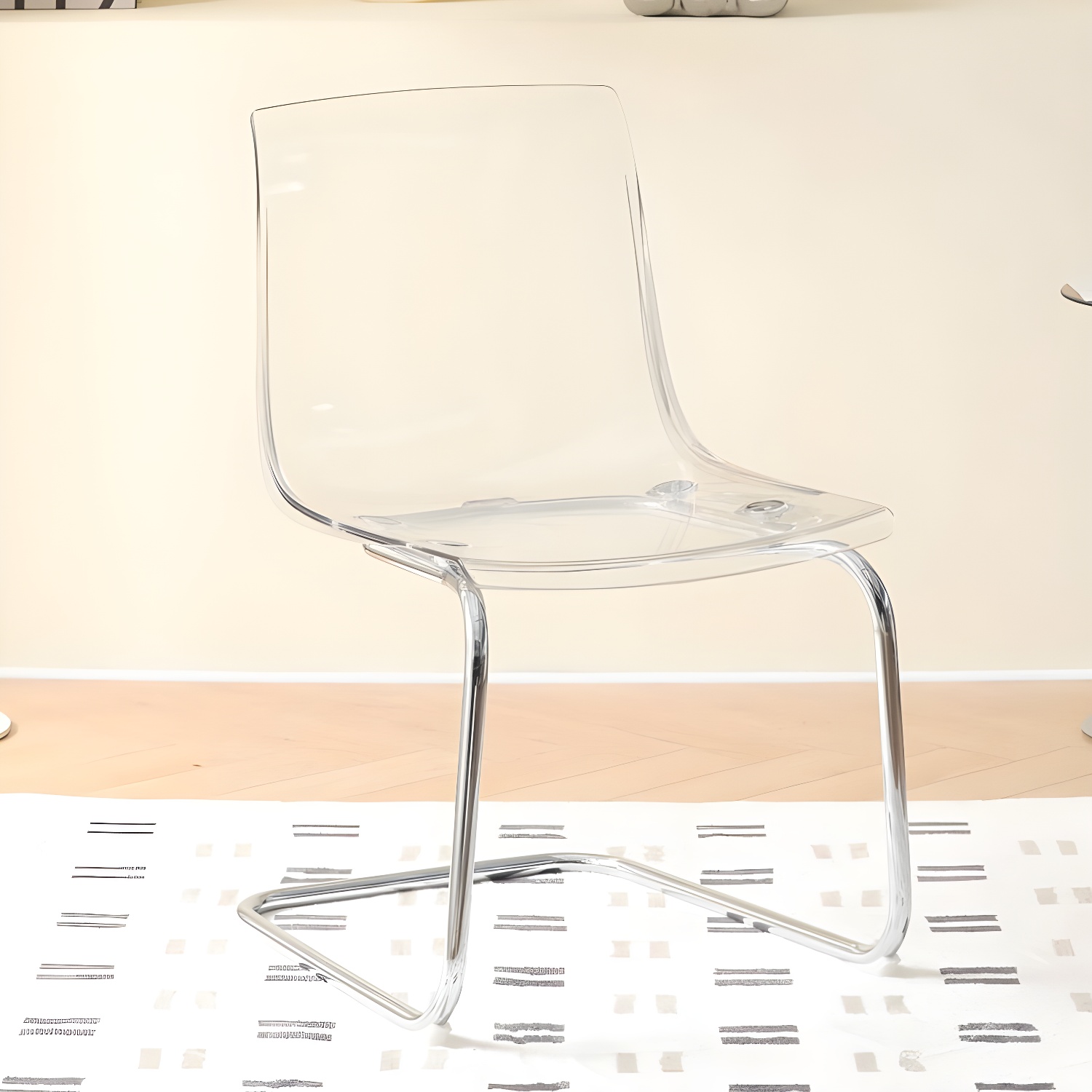 Modern Low-Back Side Chair in Plastic & Acrylic with Metal Legs - Silver - image 3