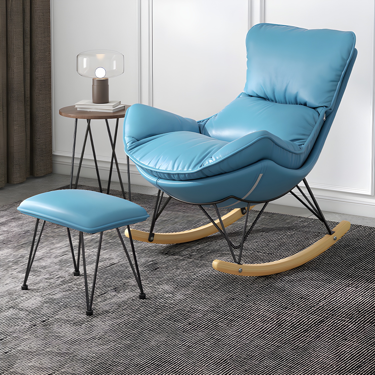 Solid Wood Rocking Chair Contemporary Rocker Chair with Padded Seat - image 4