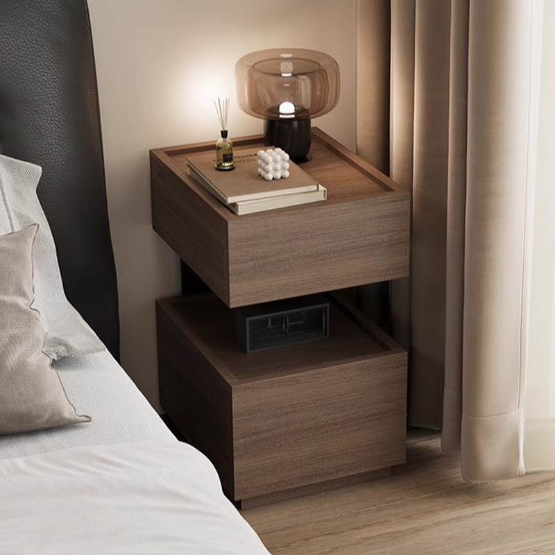 Organic Modern 2 Tiers Nightstand With Drawer Organization, 2 Shelves, Real Wood Countertop, and Illuminating Feature - image 9