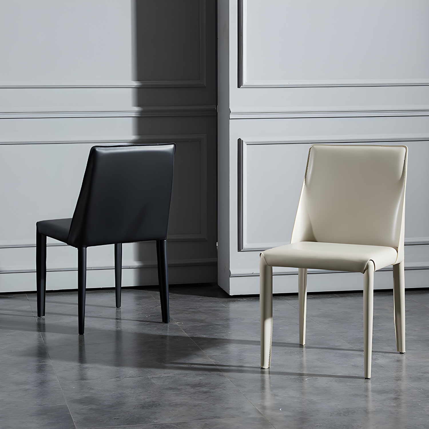 Solid Back Armless Dining Chairs Indoor Leather Side Chairs with Metal Legs - image 12
