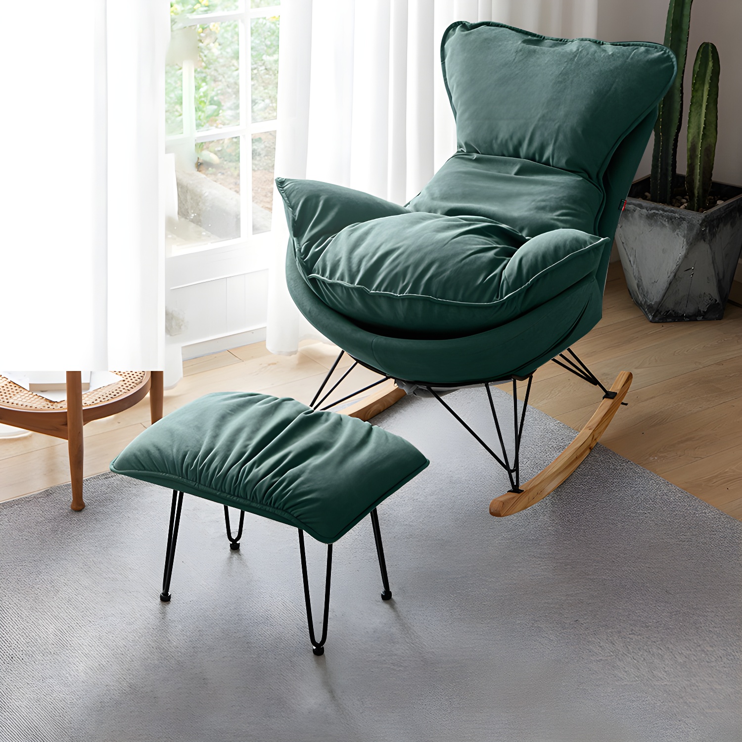 Modern Rocking Chair Solid Wood Rocker Chair with Light Legs