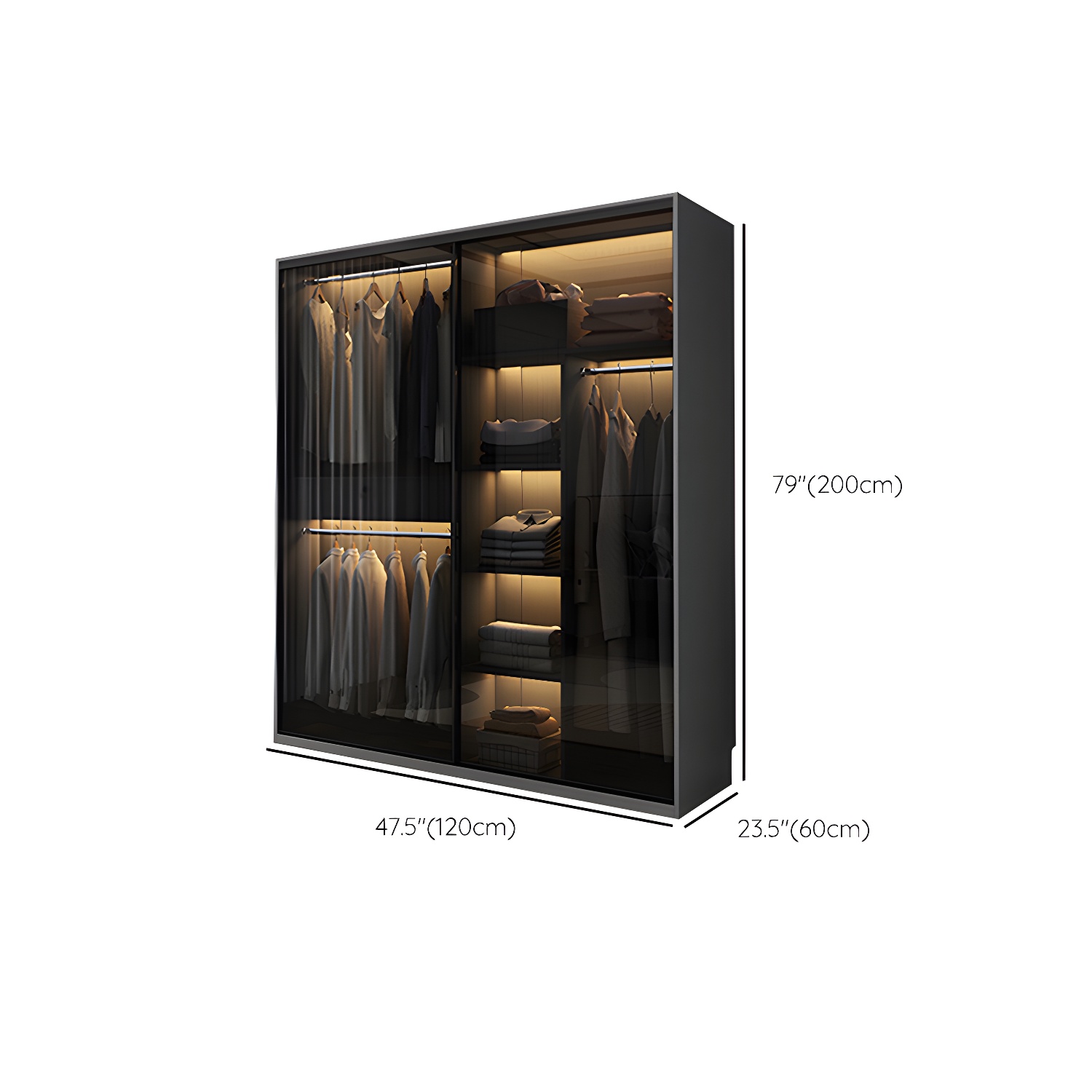 Glass and Wood Wardrobe Armoire Contemporary Wardrobe Cabinet - image 9