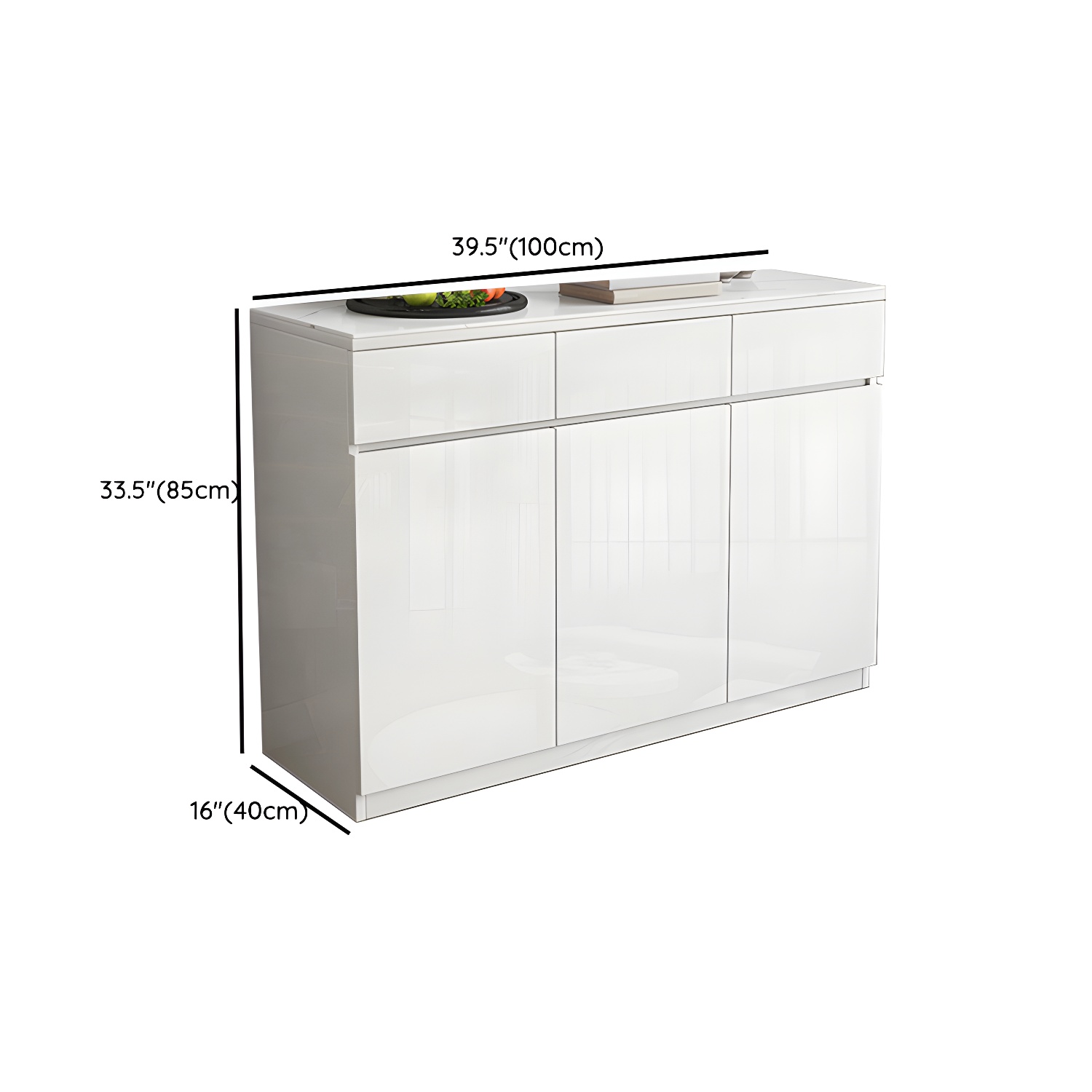 Modern White Buffet Cabinet with Stone Countertop and Wood Cabinets Included - image 9