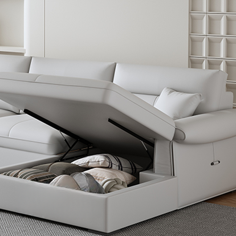 L-Shape/Straight Sofa/Sofa Chaise in Chalk with Under-seat-storage, Right Hand Facing/Horizontal Orientation, and Round Arm - image 5