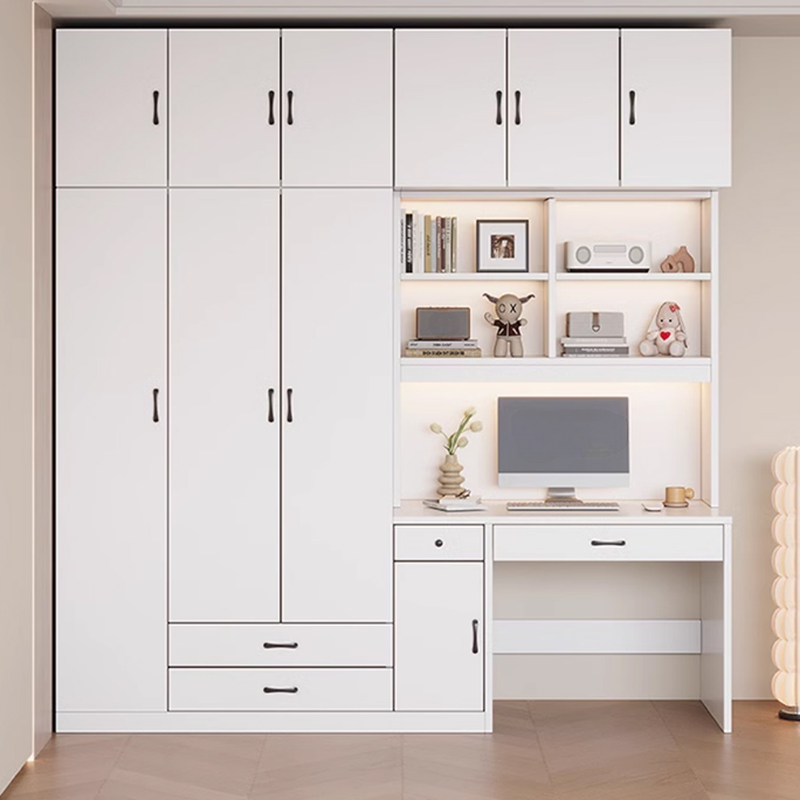 Art Deco Composite Wood Wardrobe Armoire with Flexible Shelf, Soft Close Drawer and Door, Clothing Rod Included - image 3