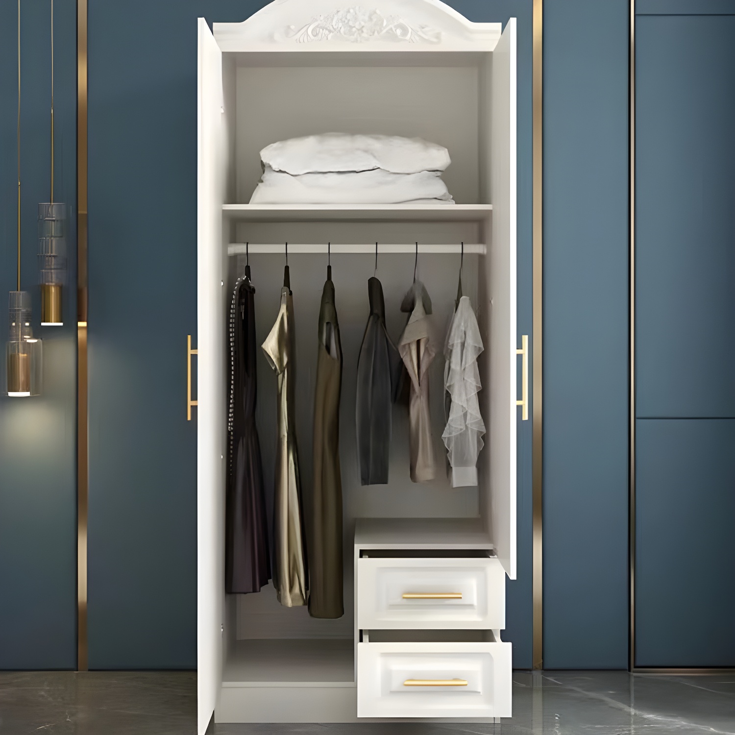 French Country Wardrobe White Wooden Wardrobe Closet for Bedroom - image 6