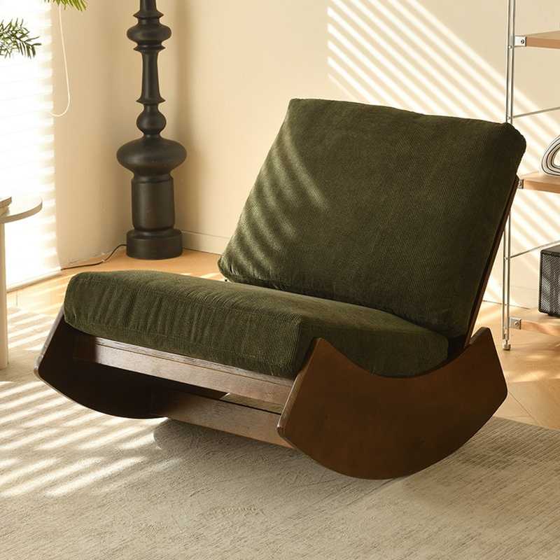Dove Grey/Amber Color Modish Rocking Seat Upholstered and Scratch-proof Stationary with Spindle Back and Rear