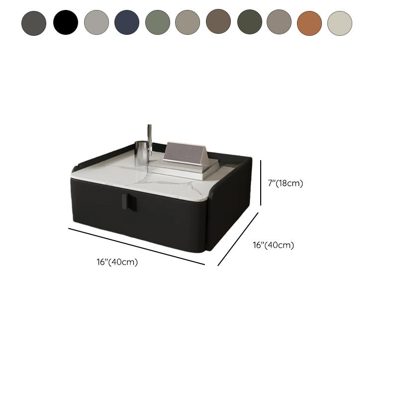 Organic Modern Bedside Cabinet Nightstand with 1 Drawer, Stone Countertop, and Hanging Shelf - image 18