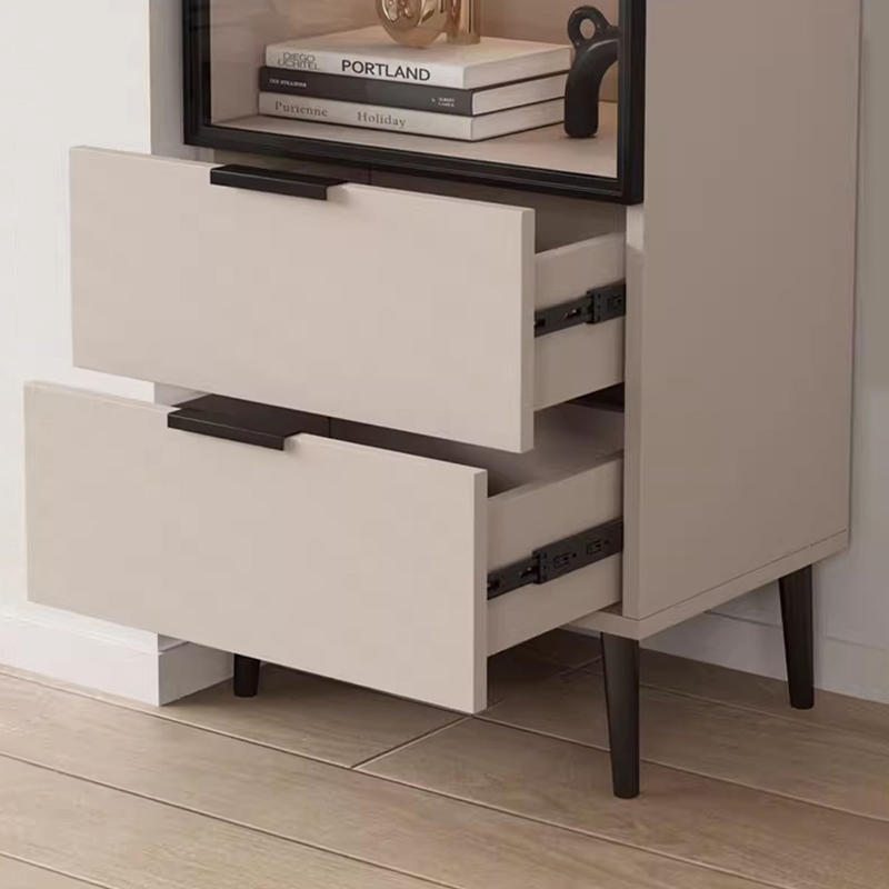 Simple Rectangular Damp-proof Accent Cabinet with Closet, Glazed Door, Chalk/Sand Top, and Soft Close Drawer - image 7