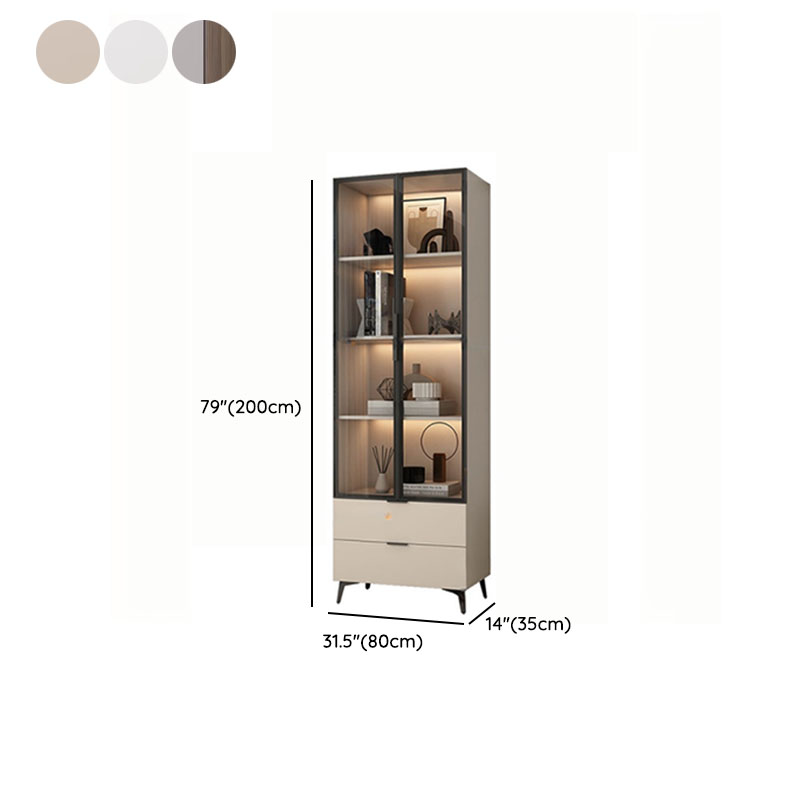 Brown Manufactured Wood Utility Storage Cabinet with Storage Cabinet, Glass Door, Cabinet Bars, Soft Close Drawer and Light - image 14