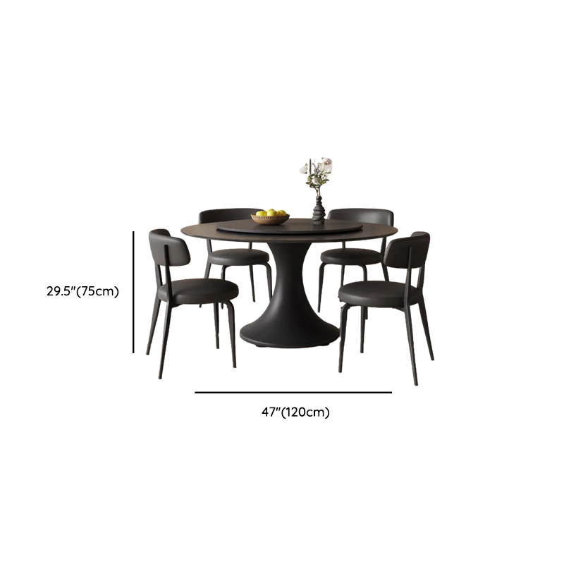 Circular Slate Dining Table Set with Stump Base, Back Seats for 6 or 4, in Espresso - image 9