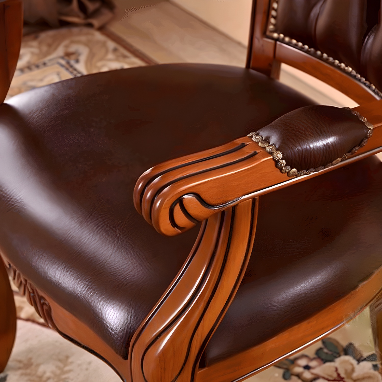 Leather High Back Dining Side Chair Kitchen Side Chair with Solid Wood Legs - image 13