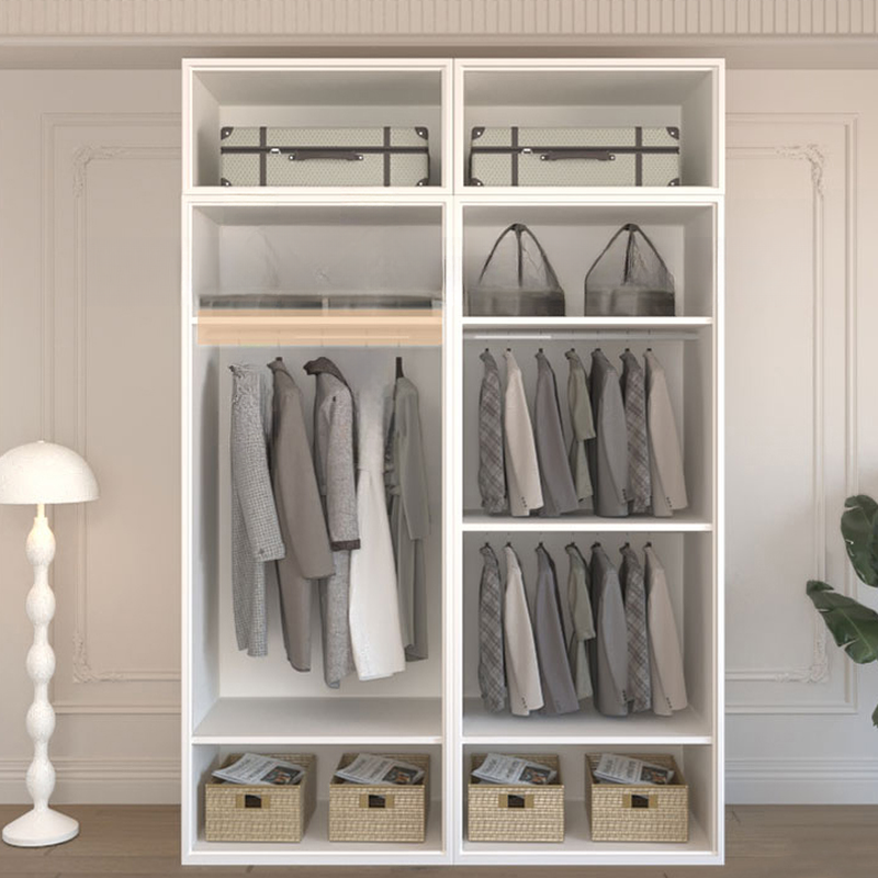 Chalk Casual Unattached Wardrobe with Adaptable Shelf, Soft Close Door, Hanging Rod, and Articulated Mechanism