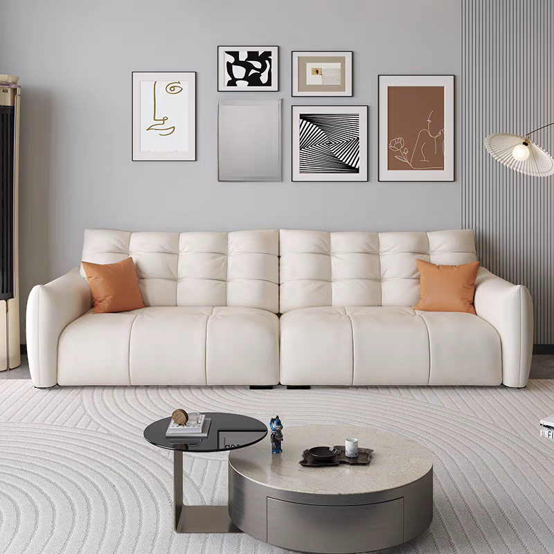 Tear Resistant Standard Sofa with Pu/Flannel Upholstery in Black/White/Light Green - image 7
