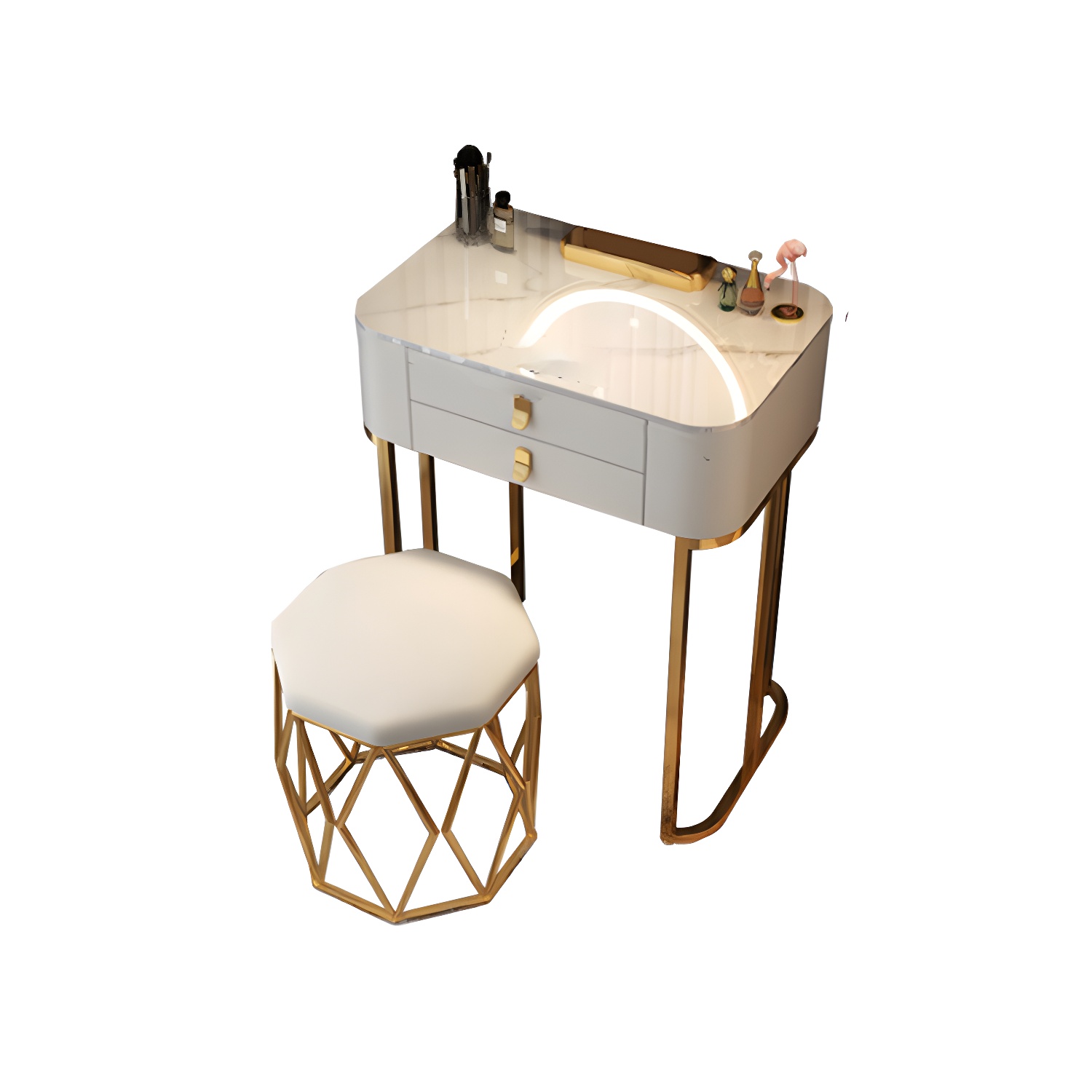 Luxurious Vanity Dressing Table Solid Wood Vanity Set with Stool and Mirror - image 14