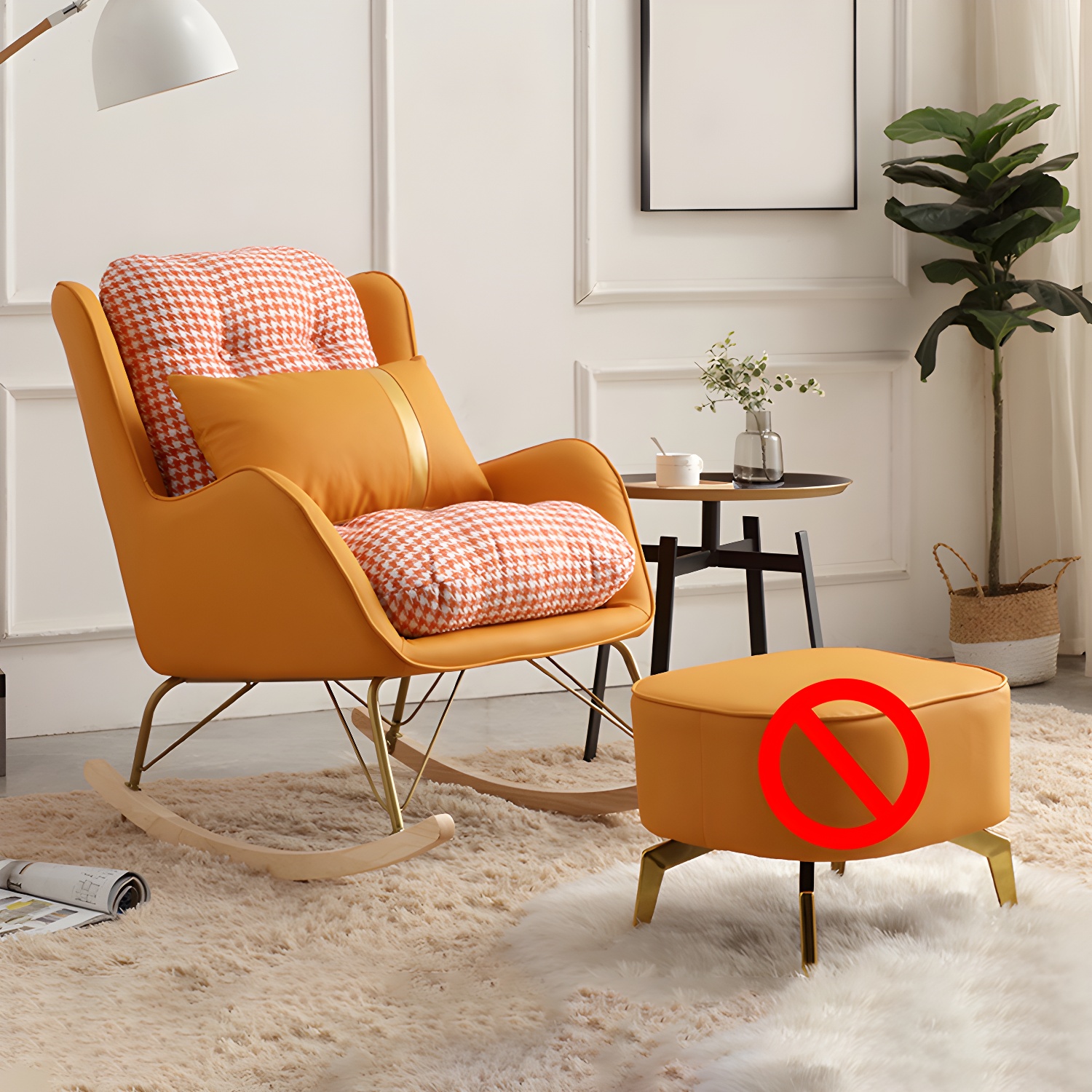 Modern Rocking Chair Metal Frame Doll Cotton Filling Spindle Rocker Chair - image 11