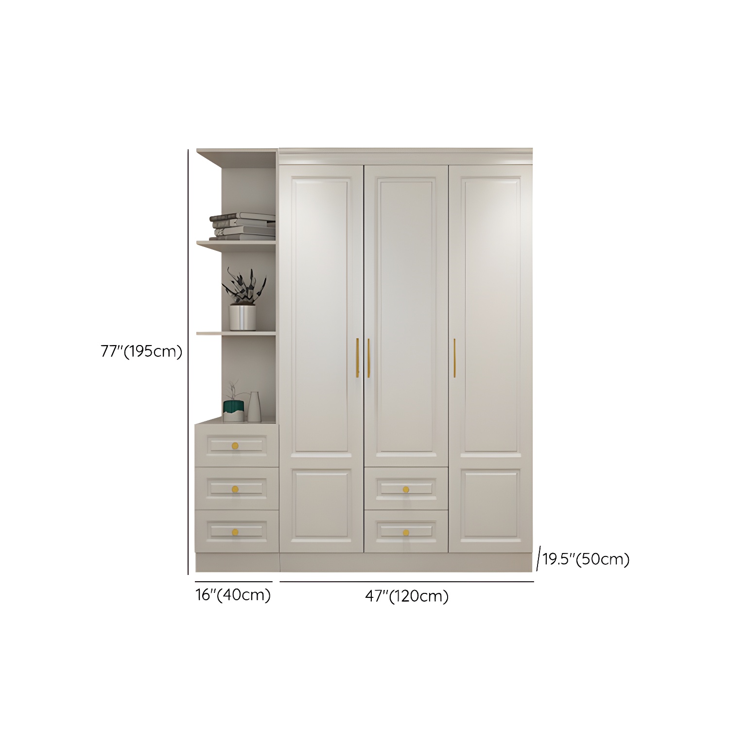 Manufactured Wood White Wardrobe for Home Modern Cabinet with Drawers - image 20