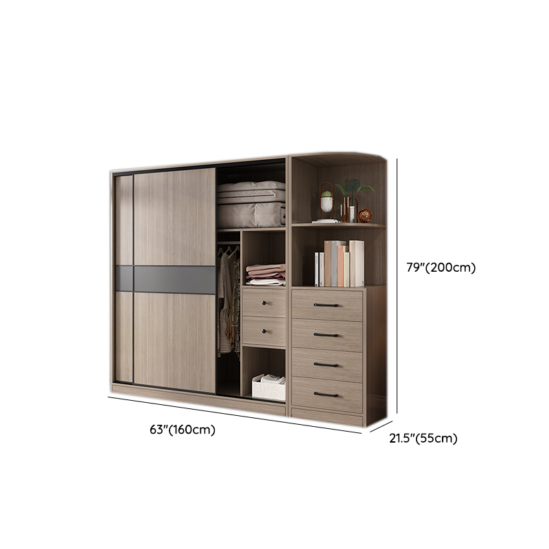 Rustic Brown Self-supporting Armoire Cabinet Pine with Shelves - image 23