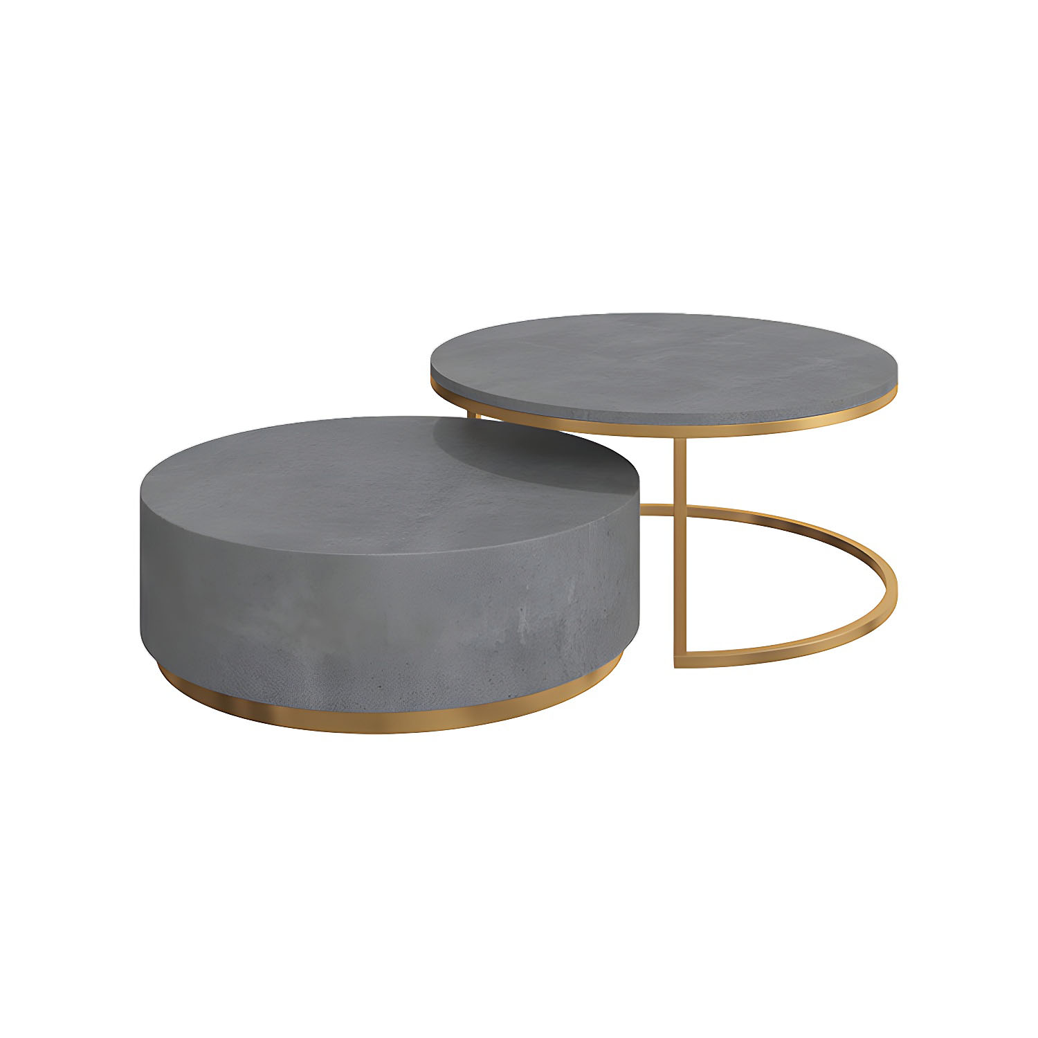 Drum Base Design Black/grey Faux Concrete Top Metal Base Round Coffee Table - image 8