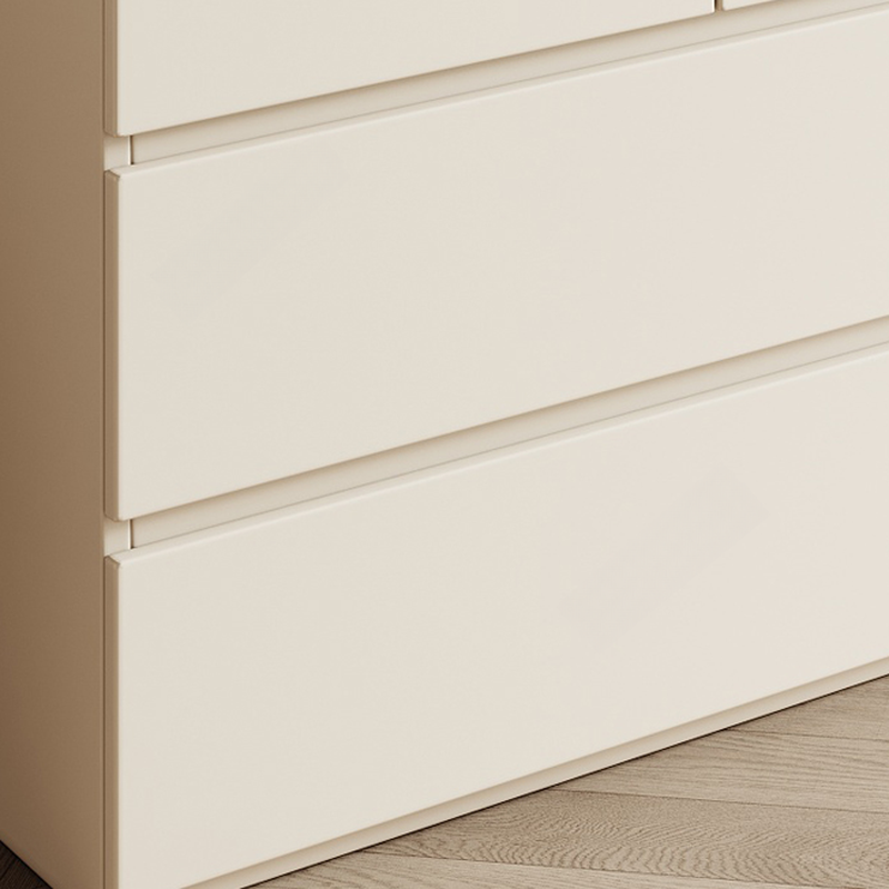 Cream Modern Wood Wardrobe Armoire with Soft Close Drawer and Door, Interior Shelves, and Hanging Rod - image 9
