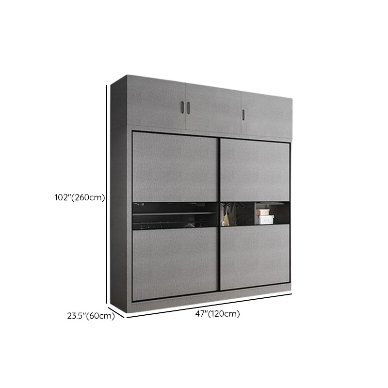 Dove Grey Modish Manufactured Wood Armoire Cabinet with Soft Close Drawer, Soft Close Door, Interior Shelves, and Clothing Rod - image 11