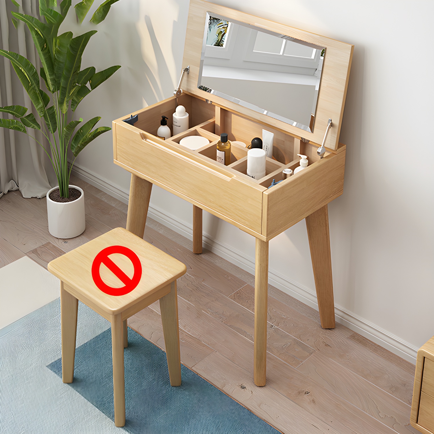 Solid Wood Vanity Dressing Table Scandinavian Flip-Top Vanity Desk - image 2