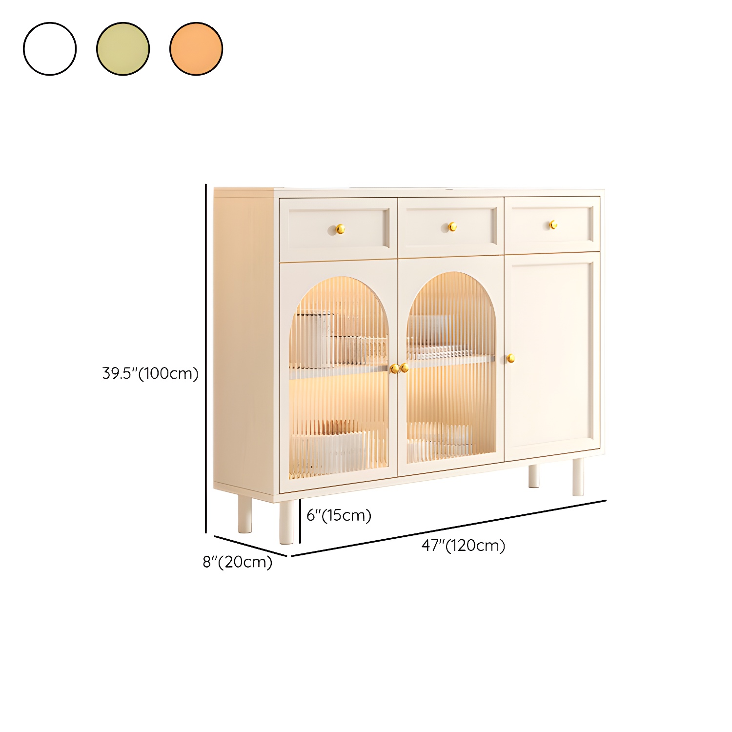 Wooden Buffet Server with Stone Countertop, Glass Doors, and Drawers - image 17