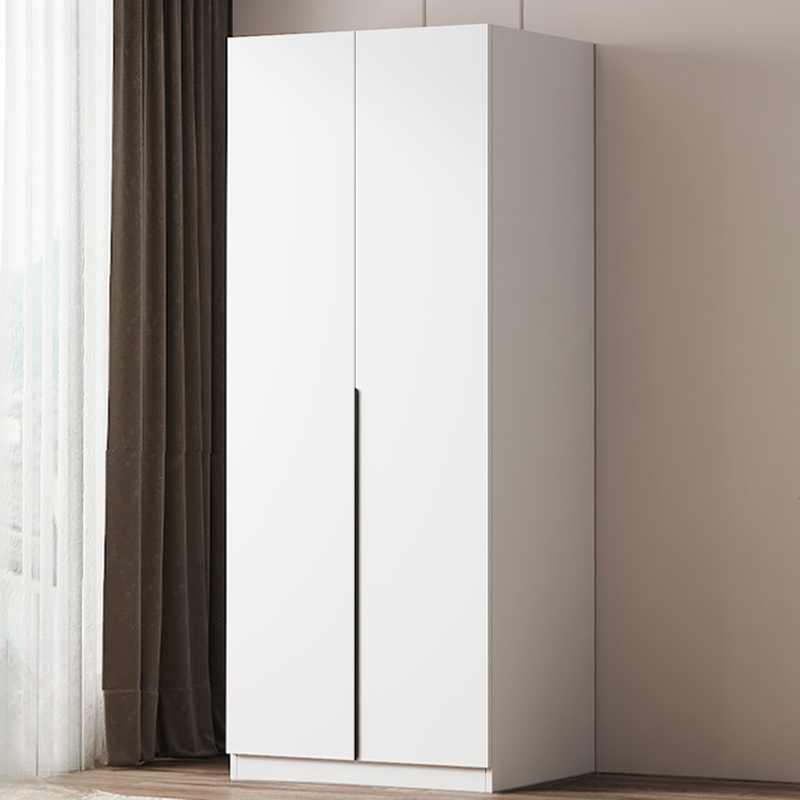 Modish Wooden Independent Armoire Cabinet with Interior Shelves and Clothing Rod