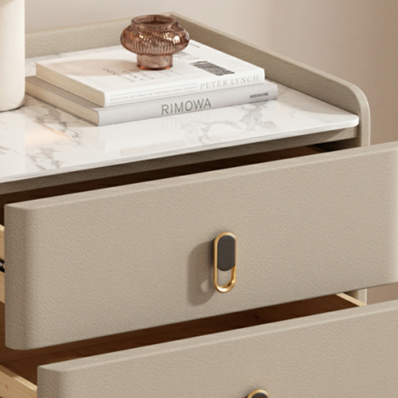 Modern Faux Leather Bachelor's Chest with Stone Countertop, 3 Drawers - image 17