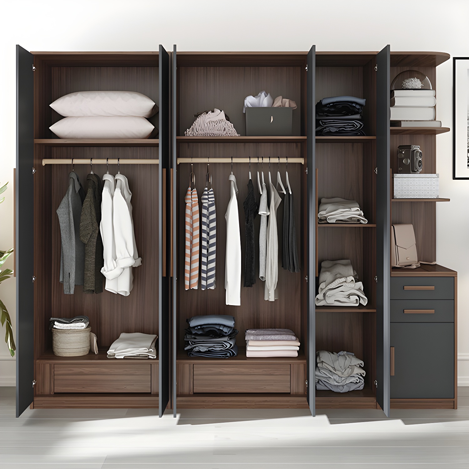 Contemporary Wardrobe Armoire Engineered Wood Wardrobe Closet - image 7