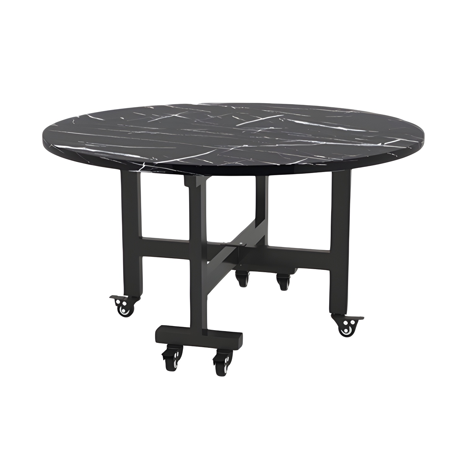 Mid-Century Round Shape Table MDF Folding Standard Dining Table for Kitchen