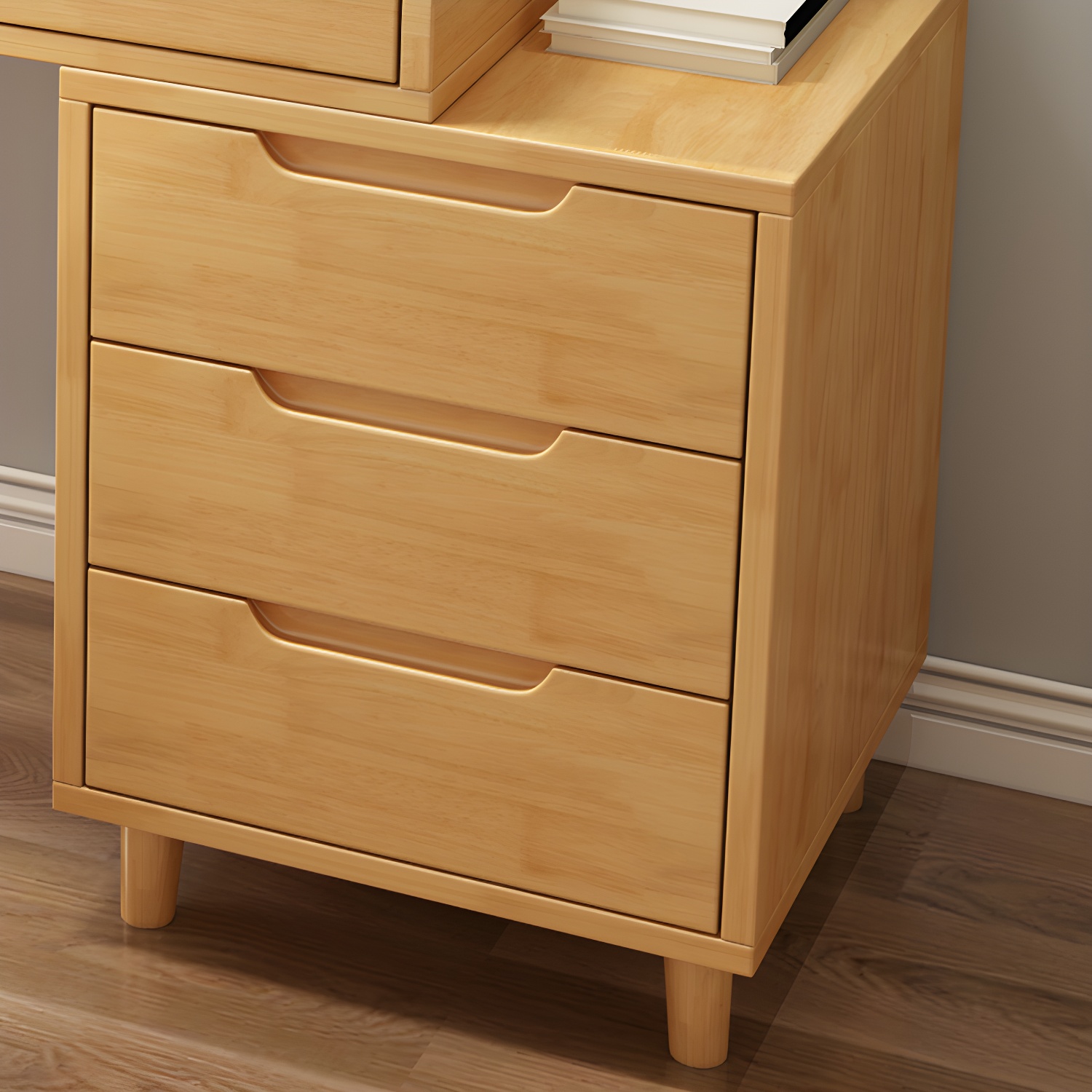 Solid Wood 1/4-Drawer Vanity Makeup Table with Mirror and Stool - 17.72" D - image 12