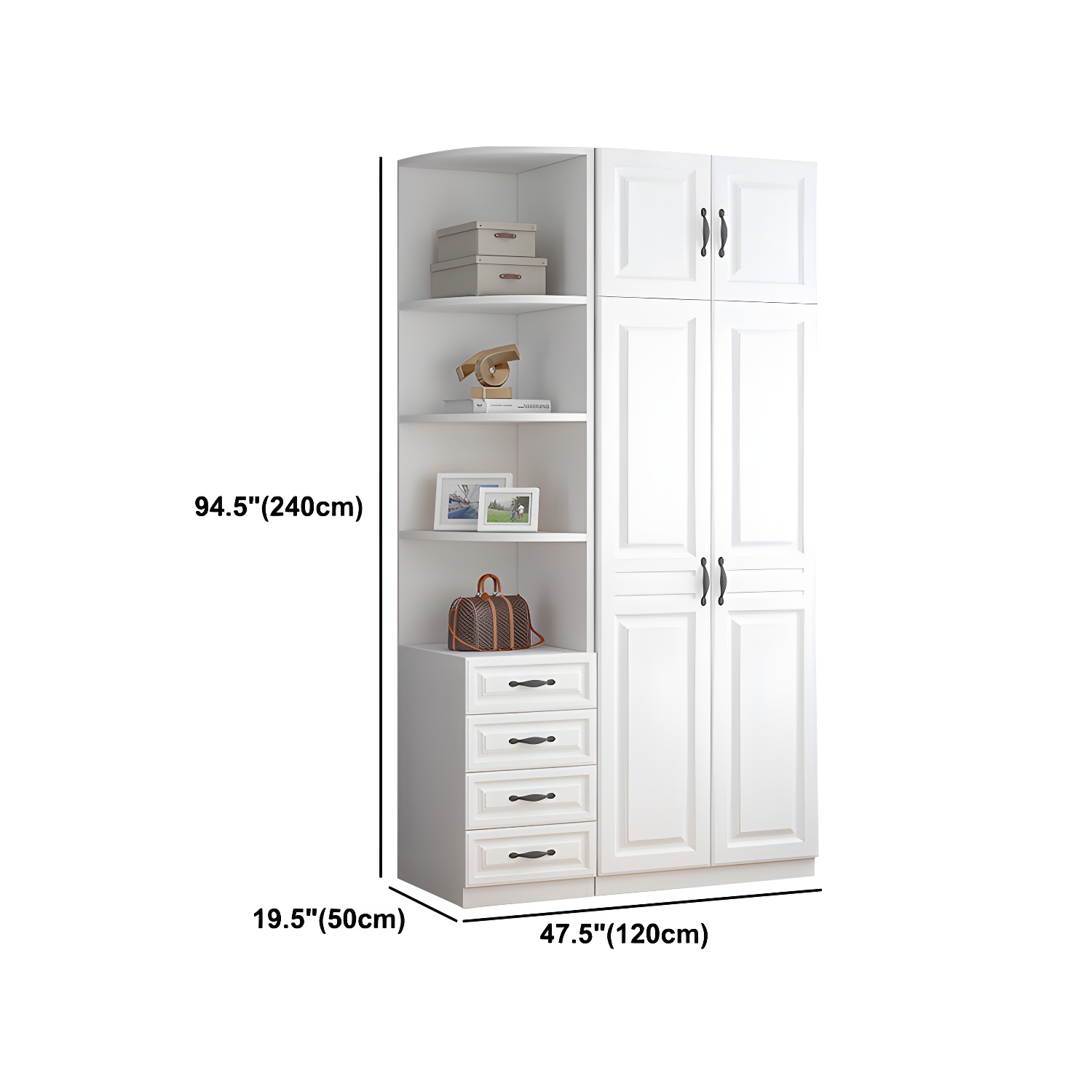 White Colour Wardrobe French Country Wooden Wardrobe Closet for Bedroom - image 28