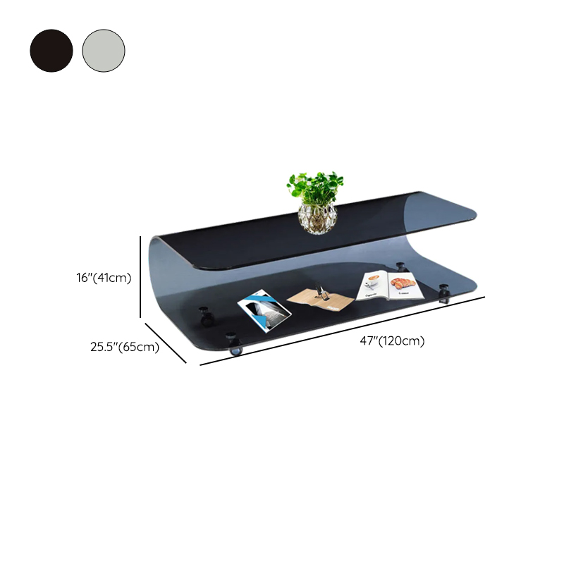 Transparent Wheel coffee table with Roller Wheels, Locker, 1 Shelf/2-Tier and Square/Square for Indoor Use - image 14