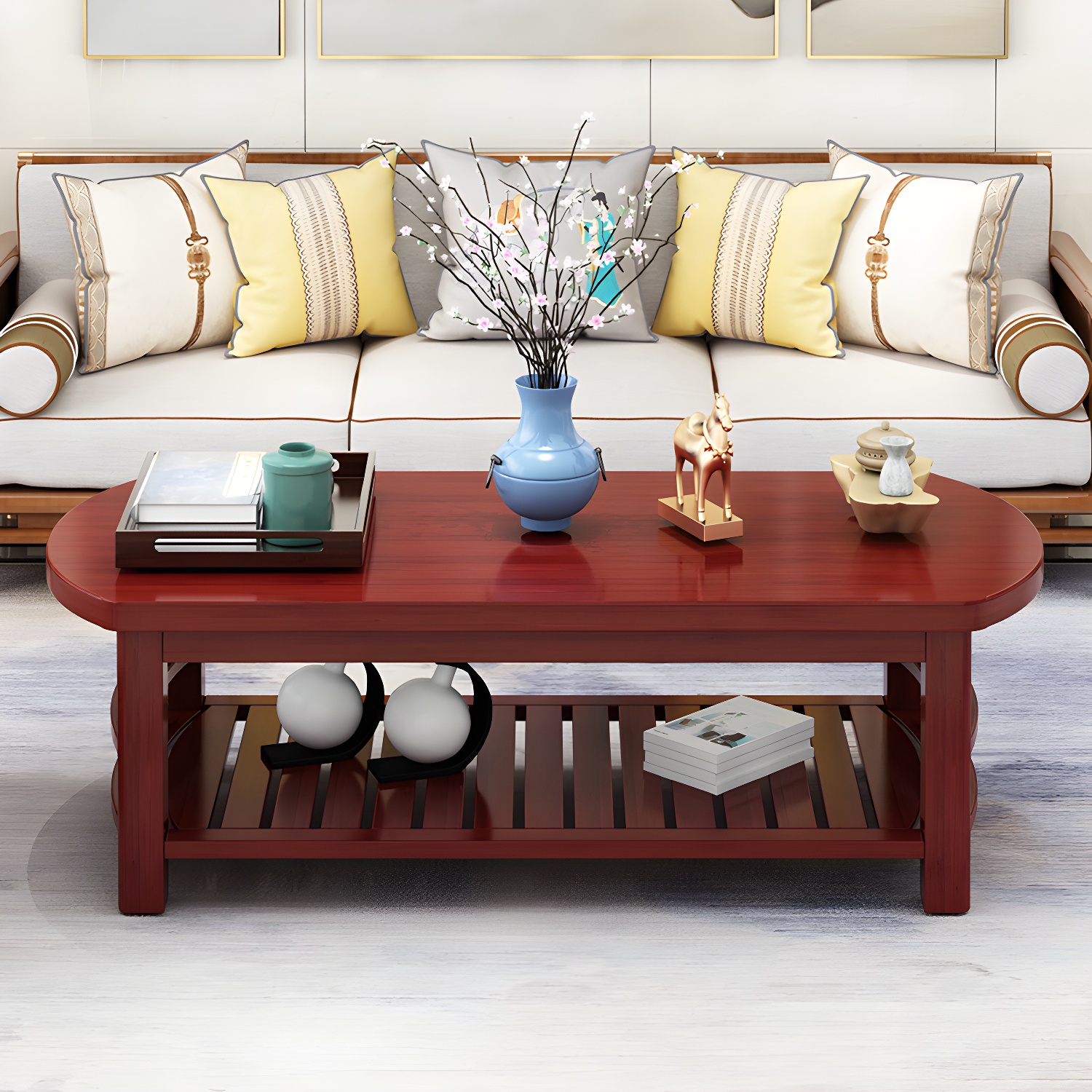Contemporary Coffee Table Storage Solid Wood Coffee Cocktail Table - image 8