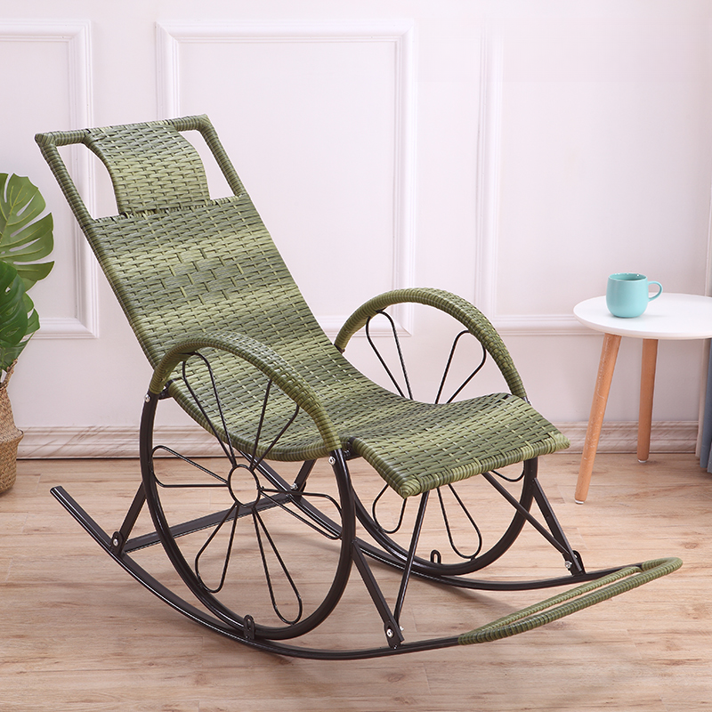 Ergonomic Wicker Front Porch Rocking Chairs with Rear Back, Stationary - image 13