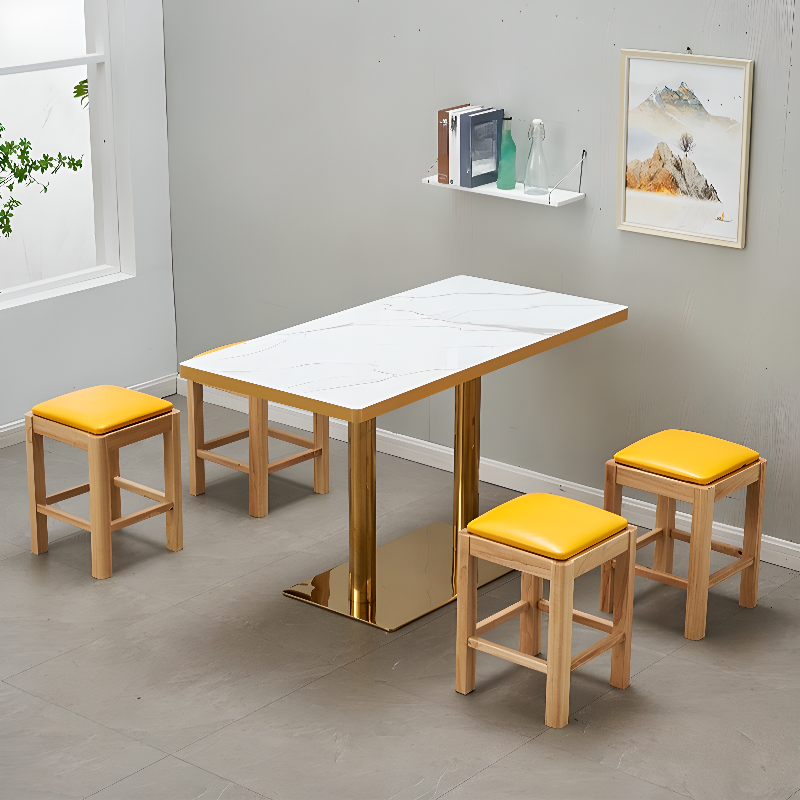 Art Deco Rectangular Dining Table with Lumber Top, Fixed Table Mechanism in Ink/White/Sepia - image 10