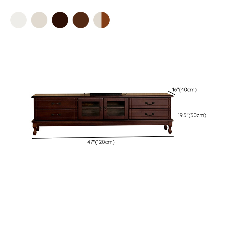 2 Tiers & 2-Door Rectangle Matte Solid Wood+Manufactured Wood Adjustable Shelf TV Stand for Living Room - image 15