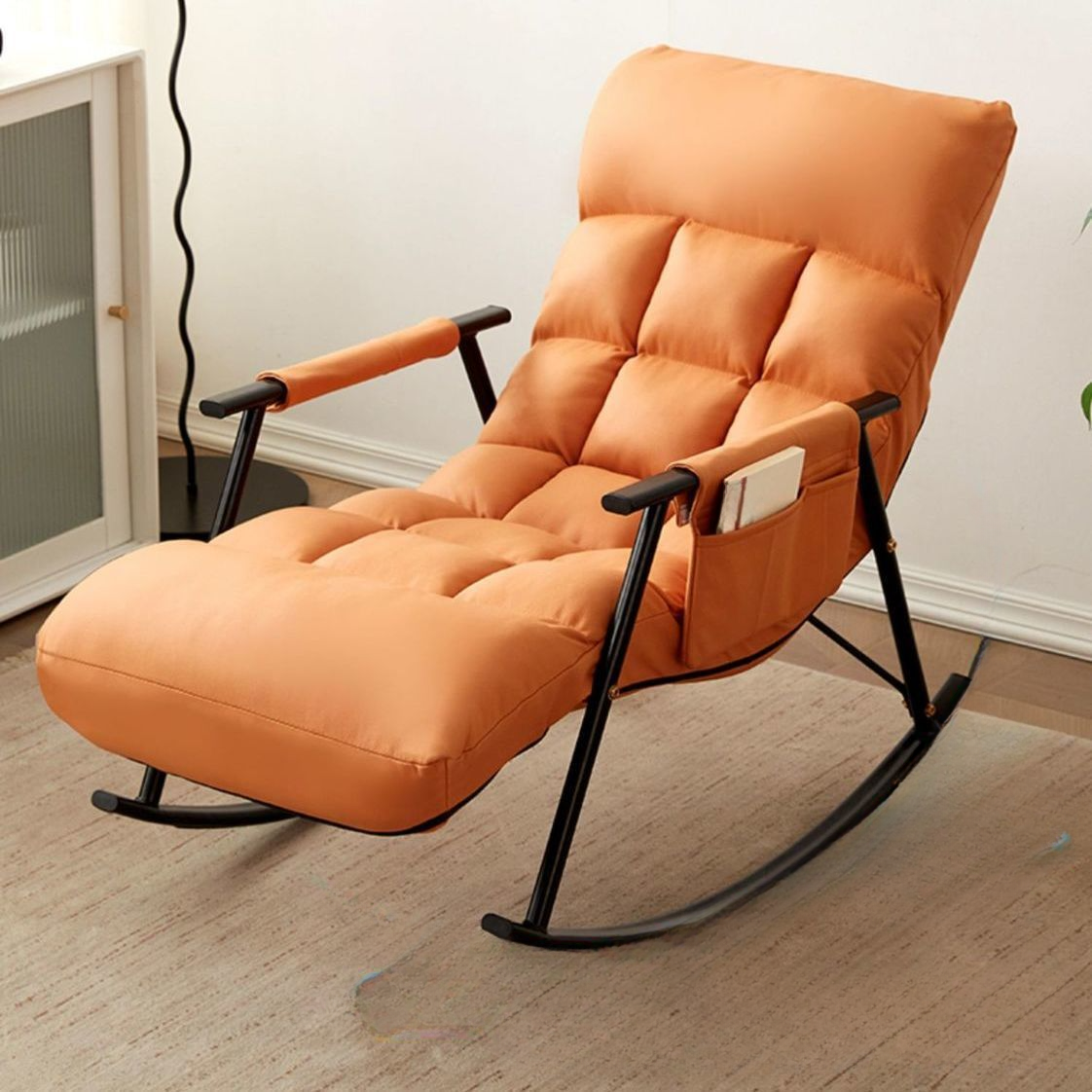 Butter Color/Azure/Olive Green Ergonomic Rocking Chair Couch with Rear Back, Stationary - image 19