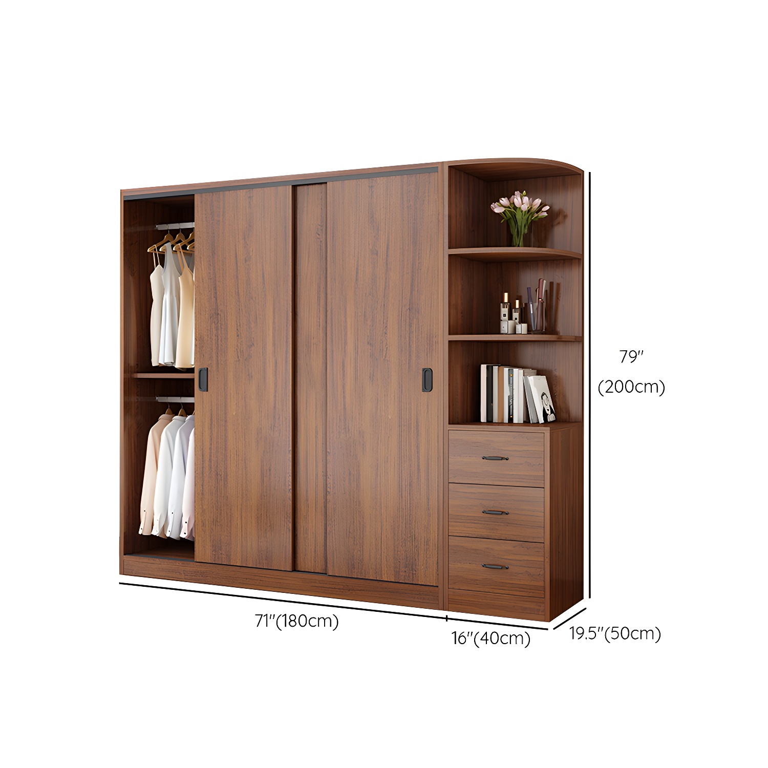 Solid Wood Frame Wardrobe Freestanding Wardrobe with Sliding Doors - image 22