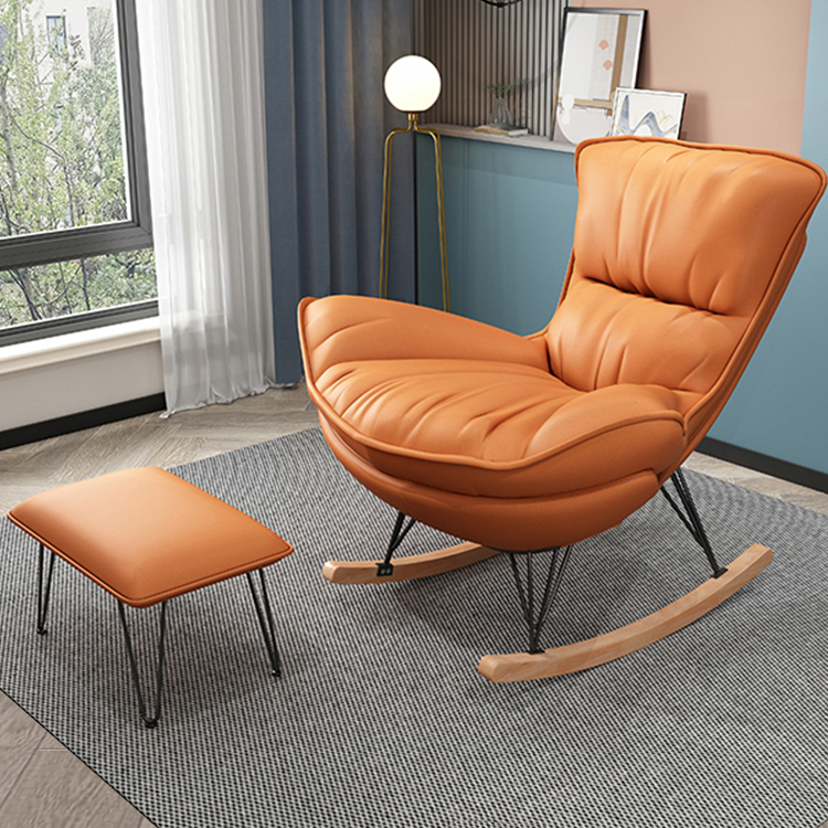 Natural Wood Armless Upholstered No Scratch or Stain Resistance Indoor Rocking Chair - image 12
