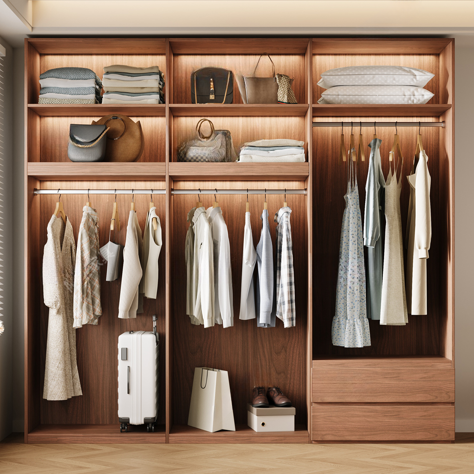 Acorn Minimalist Natural Wood Independent Wardrobe Closet with Soft Close Drawer, Soft Close Door, and Interior Shelves - image 3