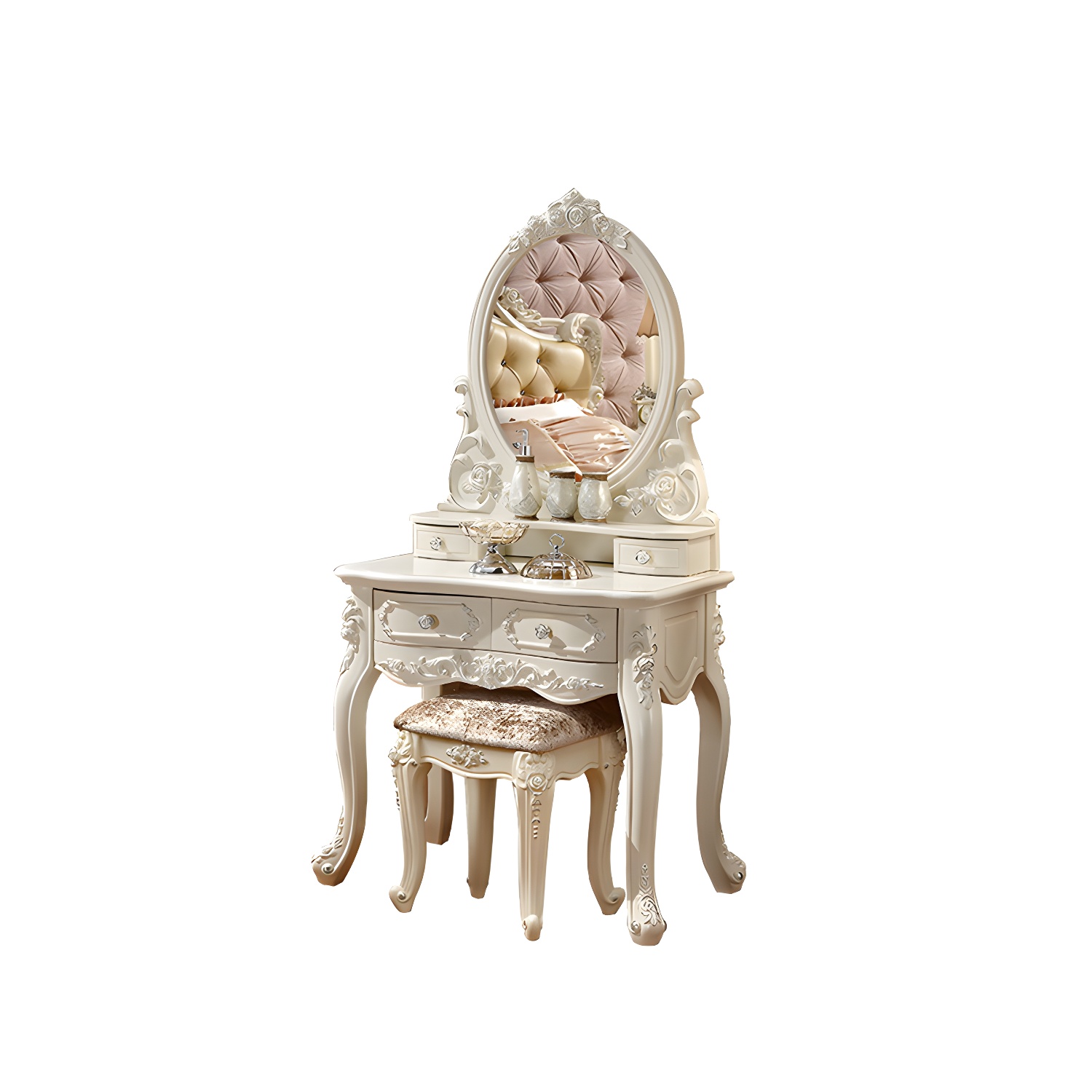 Victorian Makeup Vanity Desk Wood Makeup Vanity Set with Drawer - image 8