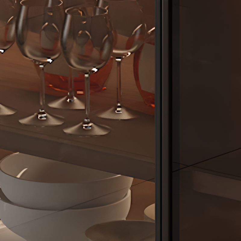 Trendy Sideboard with Cupboard, Narrow/Standard Size, Three Internal Shelves, Composite Wood Countertop, and Glass-panel Door - image 8