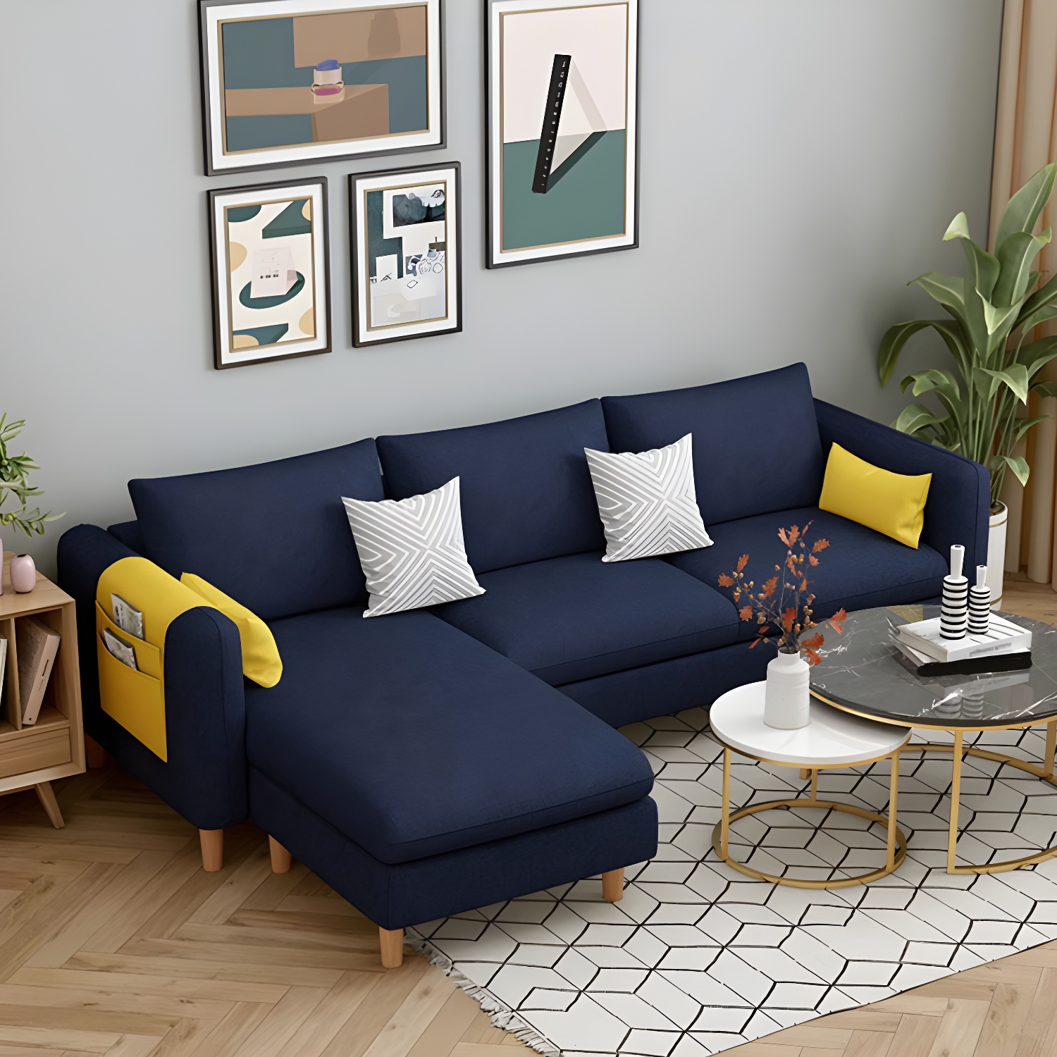 Modern Wooden Frame L-Shaped Sectional Sofa Chaise in Small Size with Storage Included - image 13