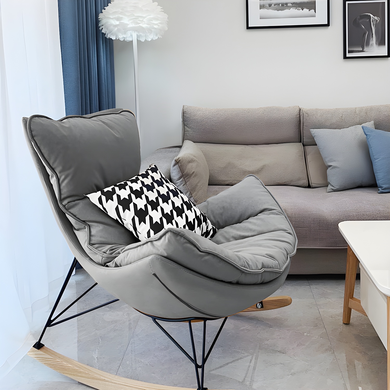 Modern Rocking Chair Solid Wood Rocker Chair with Light Legs - image 12