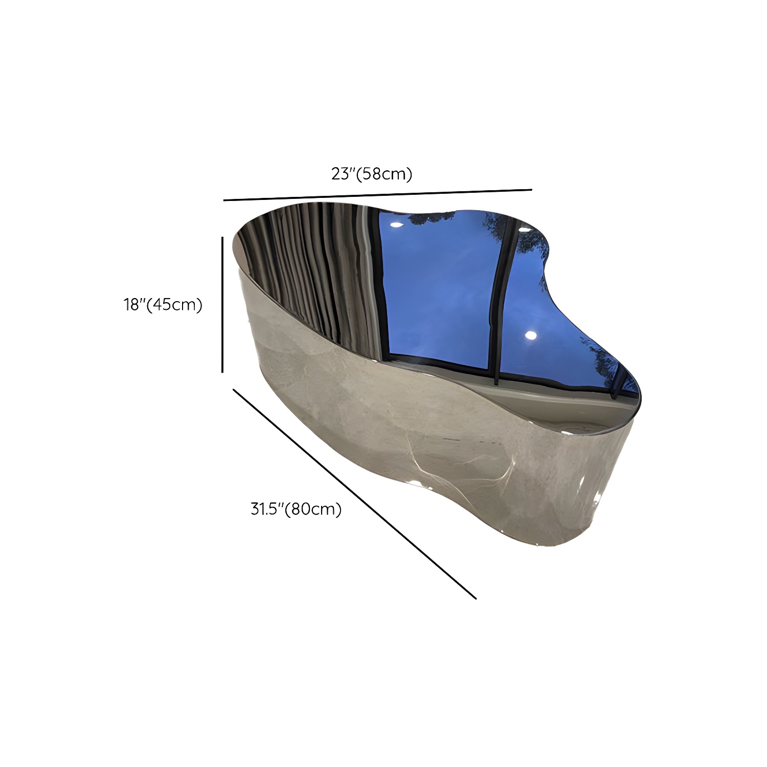 Silver Modern Coffee Table with Free Form Metal Top and Abstract Stainless Steel Base - image 18