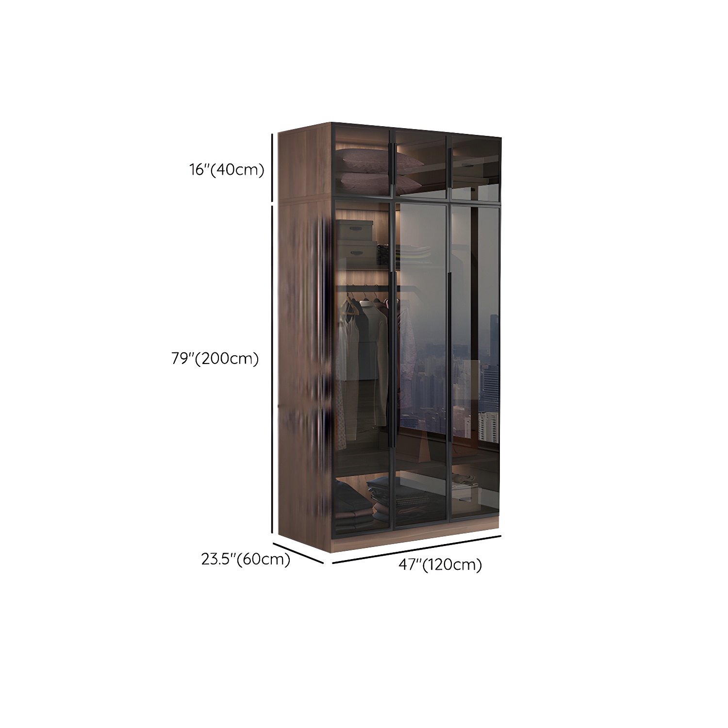 Engineered Wood Armoire Modern Brown Wardrobe Closet with Garment Rod - image 17