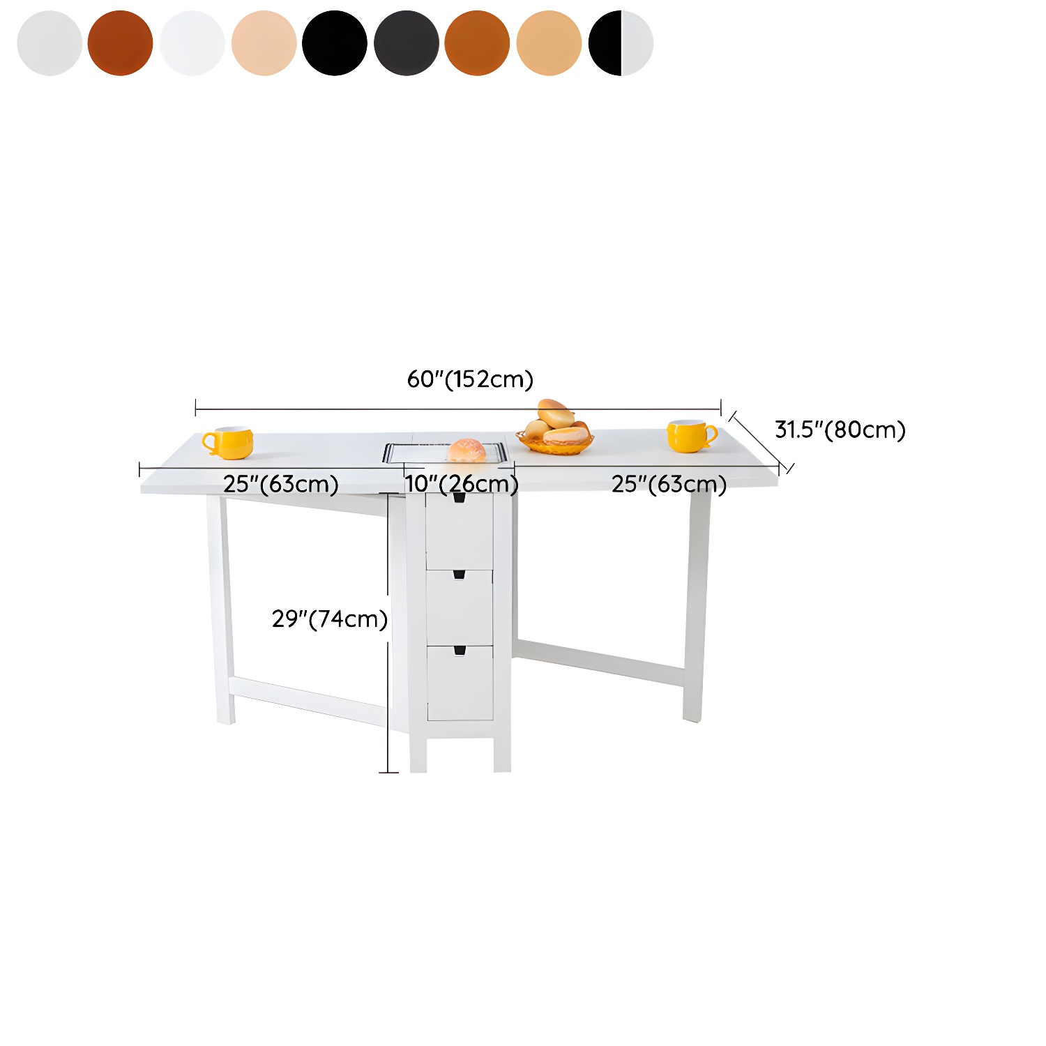 Modern Birch Wood Drop Leaf Rectangle Kitchen & Dining Table with Pedestal Base and Storage Included - image 18