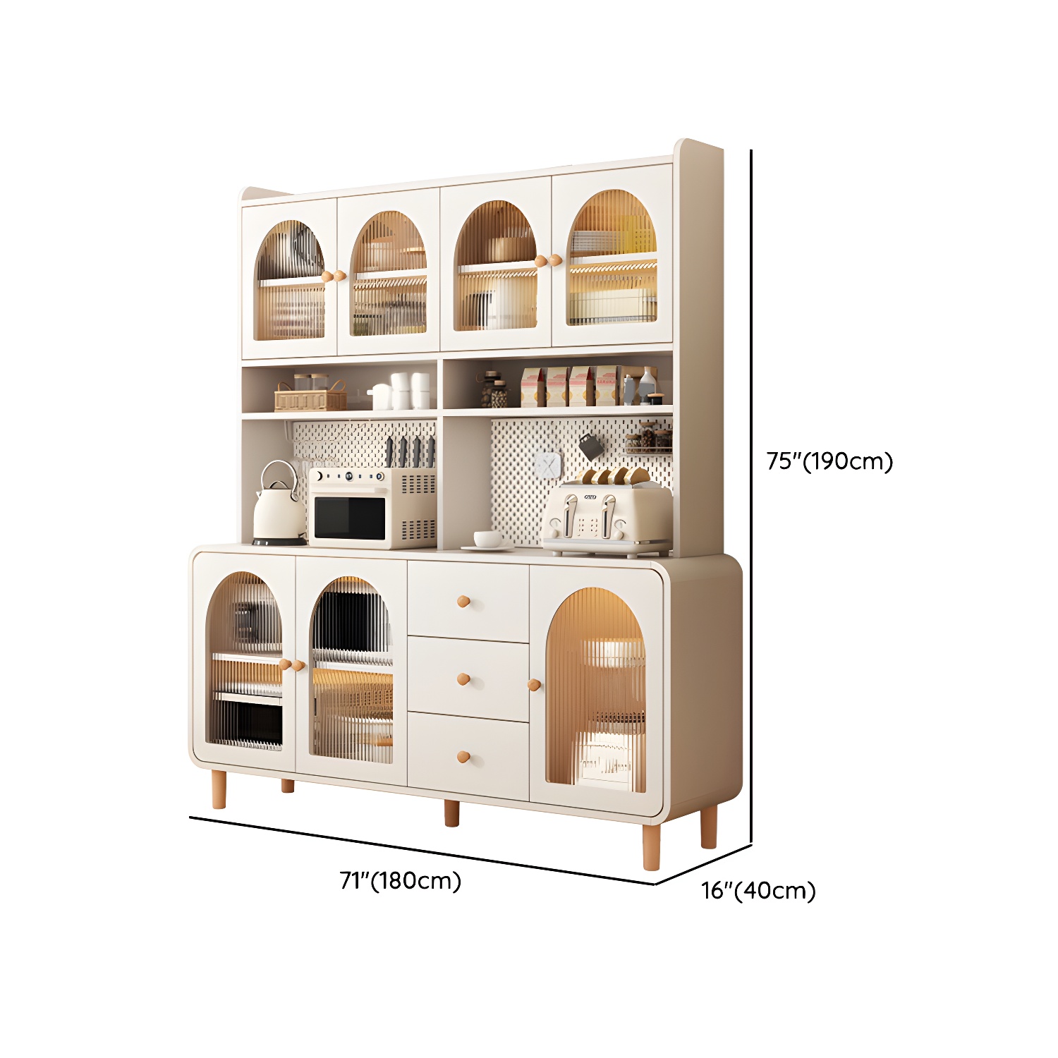 Scandinavian Wood Sideboard Cabinet with Adjustable Shelves and Glass Doors - 40cm Width - image 19
